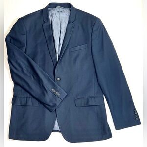 PERRY ELLIS Men’s Navy Blue‎ Slim Fit Two Button Suit Blazer 46 Regular